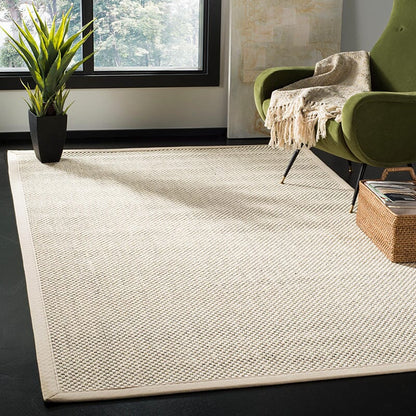 Safavieh Natural Fiber Nf150B Black / Ivory Solid Color Area Rug