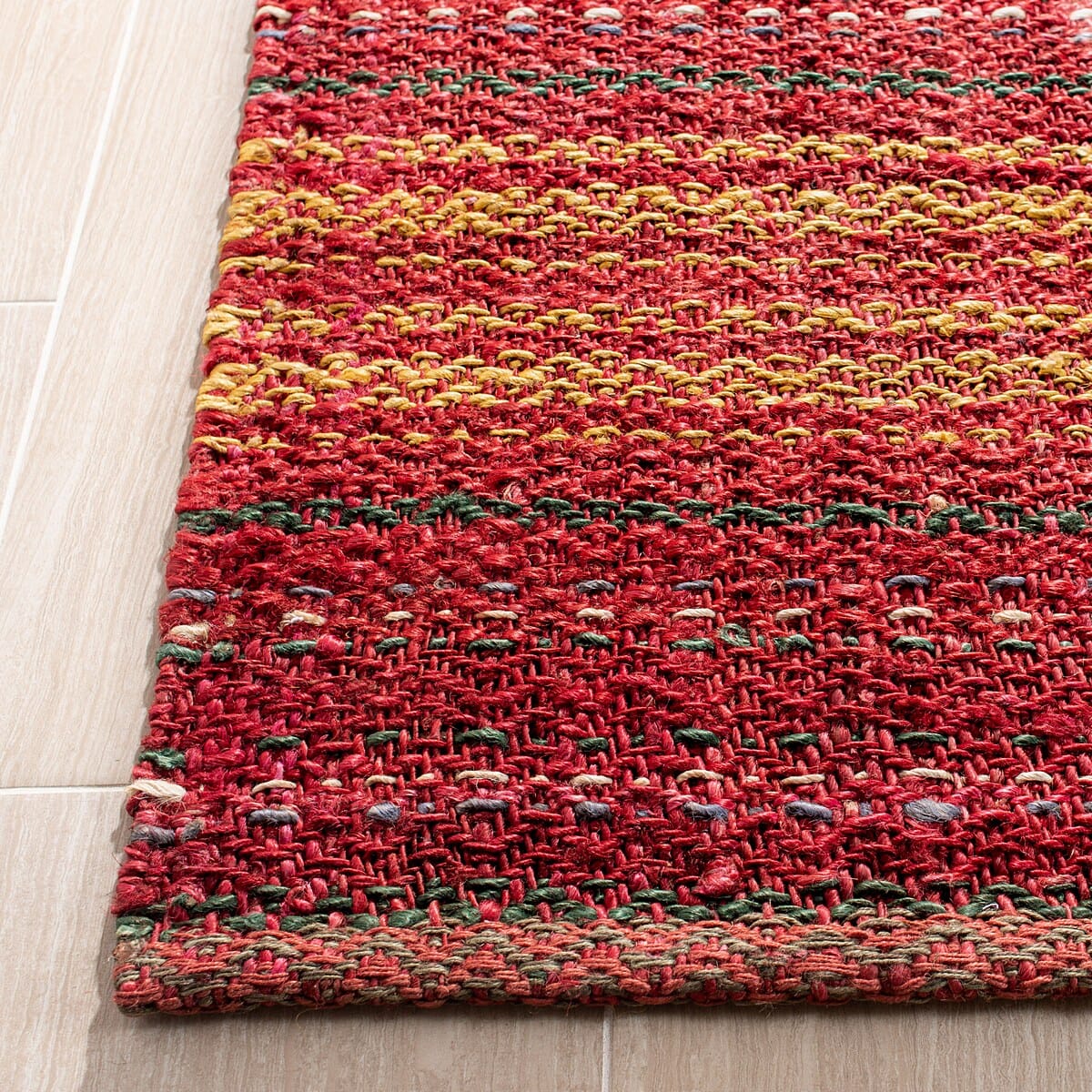 Safavieh Natural Fiber Nf202Q Red / Gold Striped Area Rug