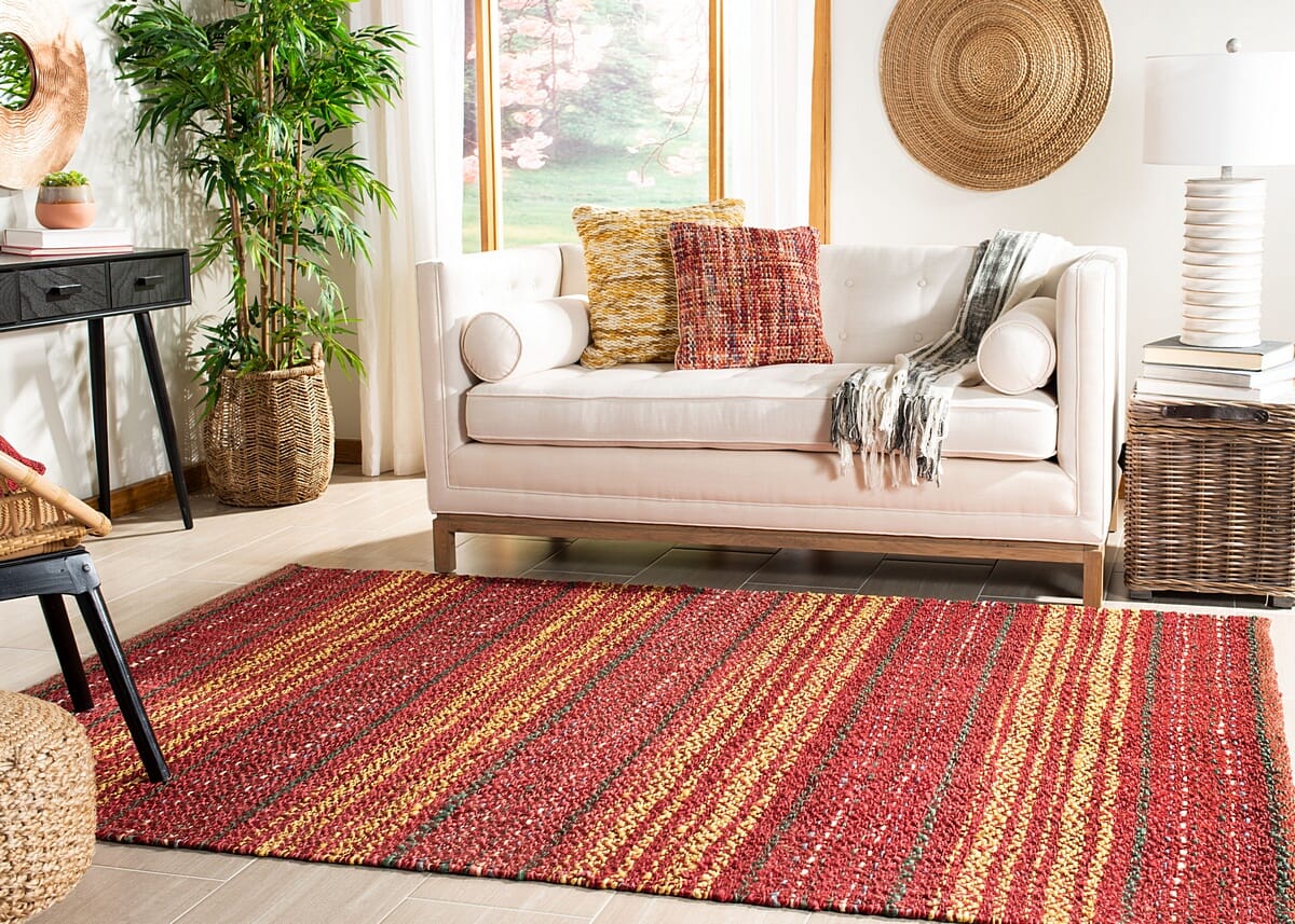 Safavieh Natural Fiber Nf202Q Red / Gold Striped Area Rug