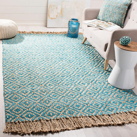 Safavieh Natural Fiber Nf266C Turquoise / Natural Rugs.