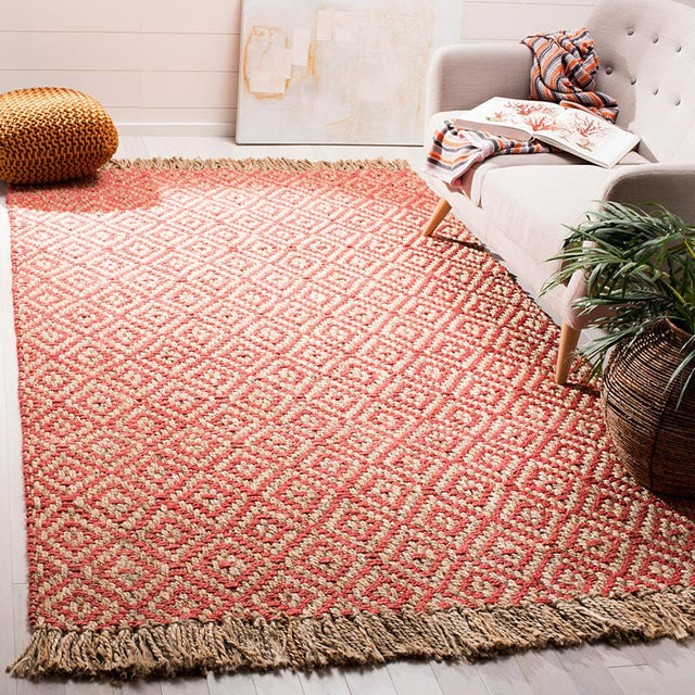 Safavieh Natural Fiber Nf266G Fuchsia / Natural Geometric Area Rug