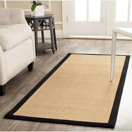 Safavieh Natural Fiber Nf441A Maize / Black Solid Color Area Rug