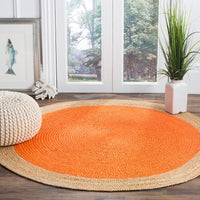 Safavieh Natural Fiber Nf801B Orange / Natural Bordered Area Rug