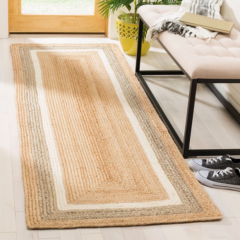 Safavieh Natural Fiber Nf883B Natural / Grey / Ivory Bordered Area Rug