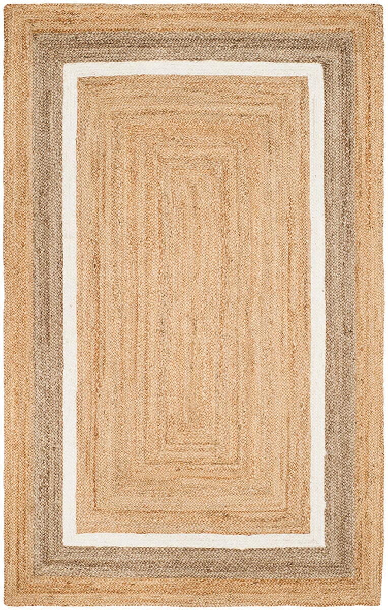 Safavieh Natural Fiber Nf883B Natural / Grey / Ivory Bordered Area Rug