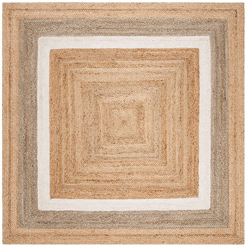 Safavieh Natural Fiber Nf883B Natural / Grey / Ivory Bordered Area Rug