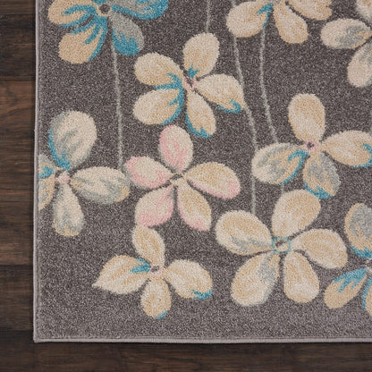 Nourison Tranquil Tra04 Grey / Beige Floral / Country Area Rug