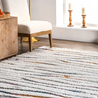 Nuloom Jodie Rainbow Zebra Tassle Njo2990A Ivory Area Rug