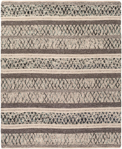 Surya Nico Nic-7001 Charcoal, Black, Medium Gray, Ivory Striped Area Rug