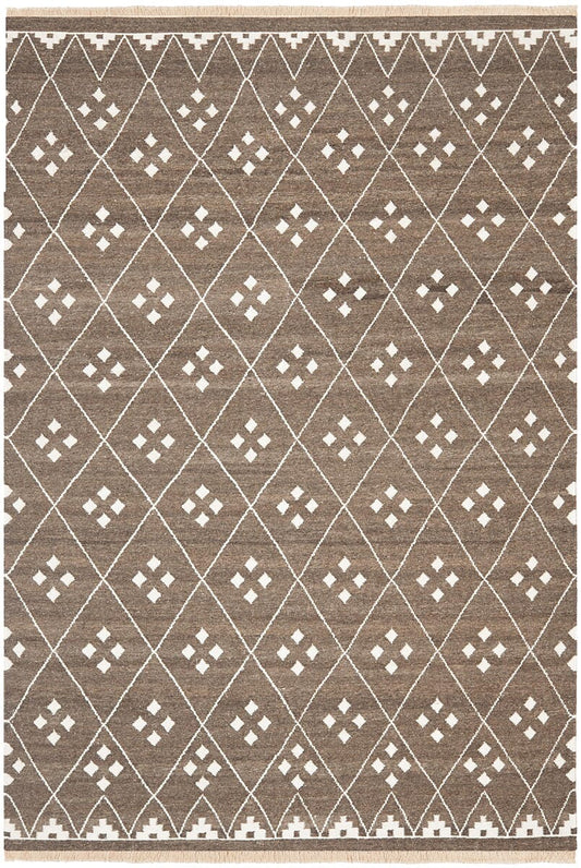 Safavieh Natural Kilim Nkm316A Brown / Ivory Damask Area Rug