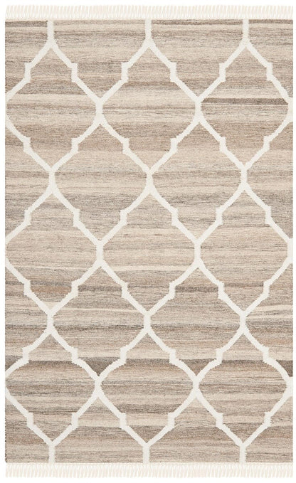 Safavieh Natural Kilim Nkm317A Light Grey / Ivory Geometric Area Rug