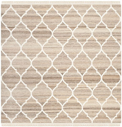 Safavieh Natural Kilim Nkm317A Light Grey / Ivory Geometric Area Rug