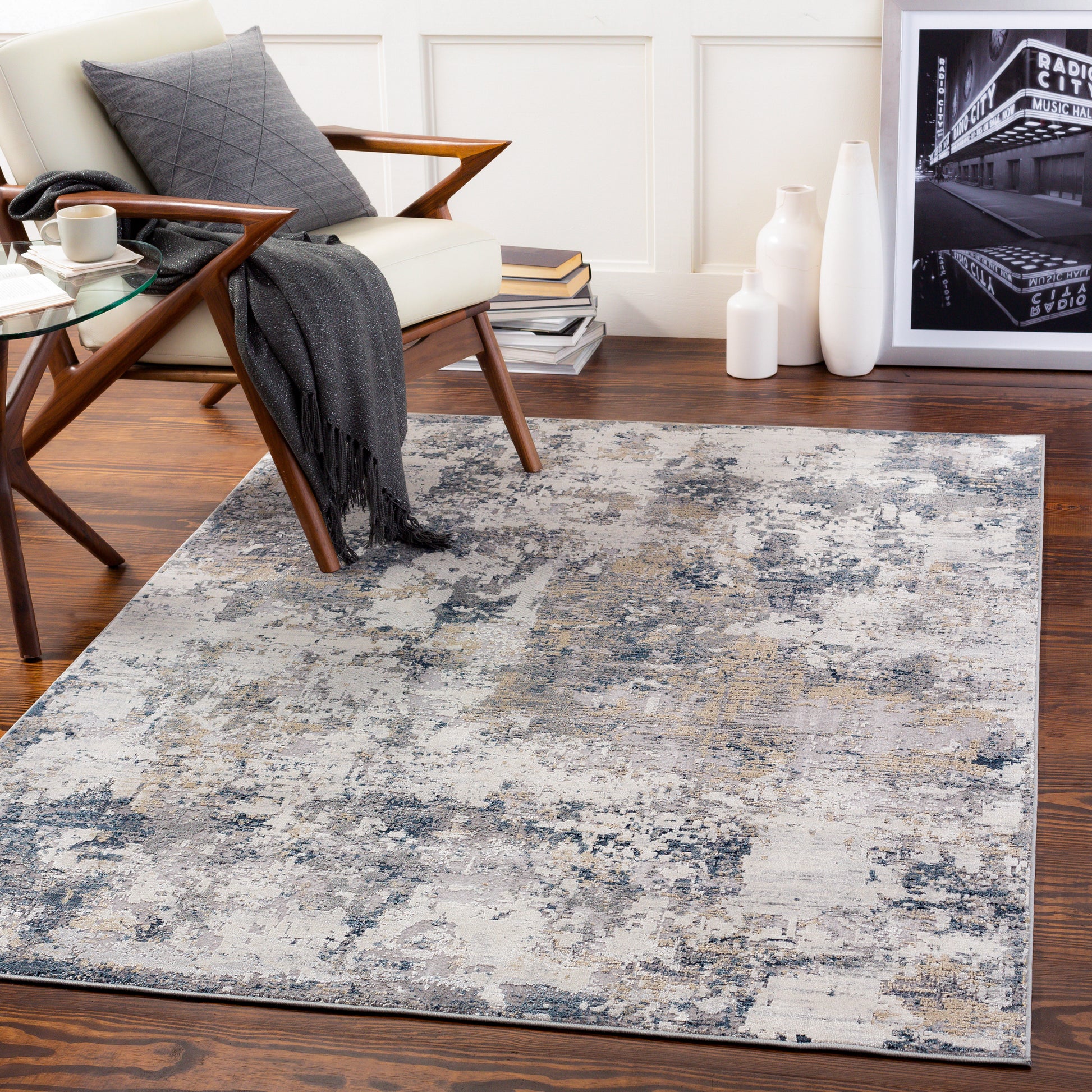 Surya Norland Nld-2304 Light Gray, Charcoal, Navy, Butter Area Rug