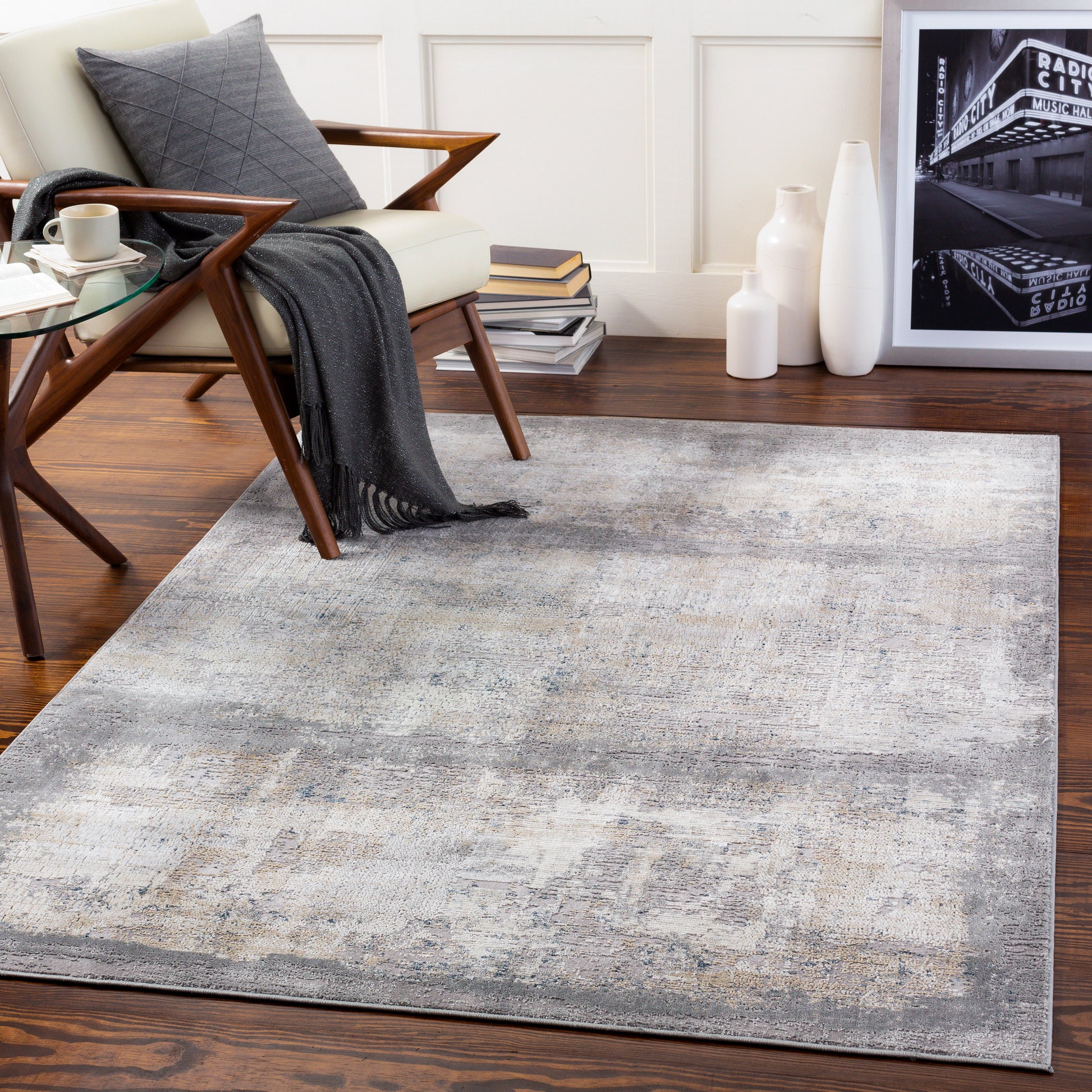 Surya Norland Nld-2308 Light Gray, Charcoal, Cream, Khaki Area Rug