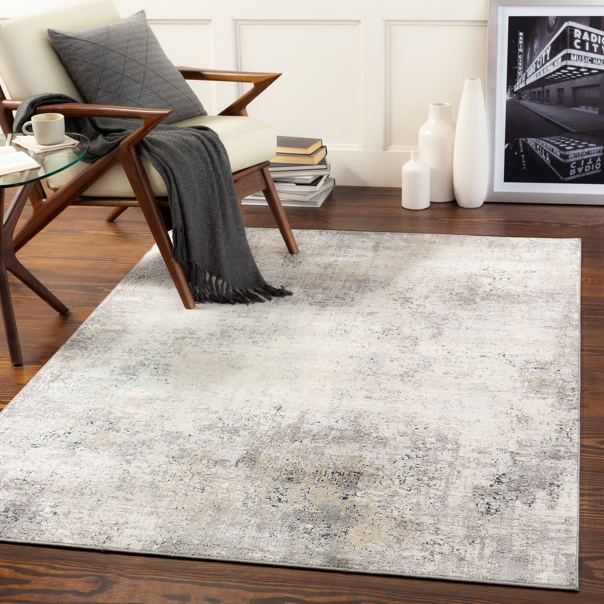 Surya Norland Nld-2314 Medium Gray, Charcoal, Cream, Beige Area Rug