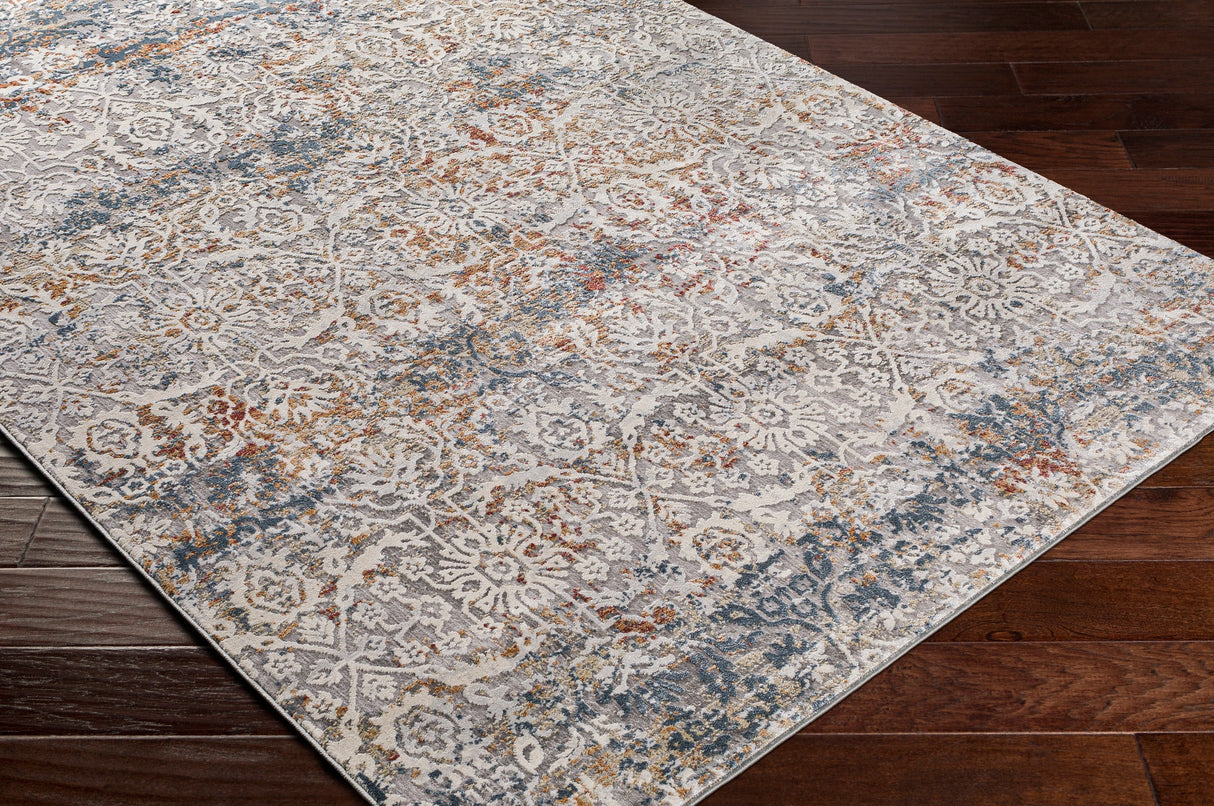 Surya Norland Nld-2319 Medium Gray, Cream, Dark Blue, Denim Rugs.