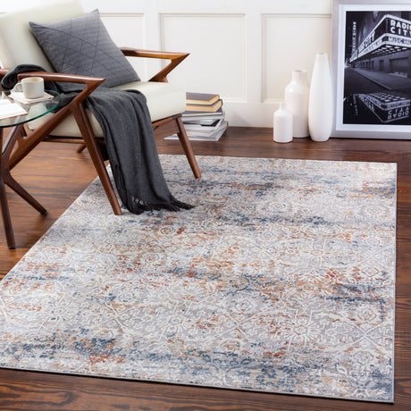 Surya Norland Nld-2319 Medium Gray, Cream, Dark Blue, Denim Rugs.