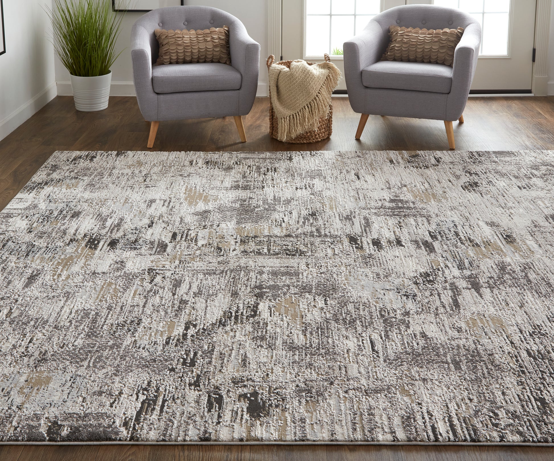 Feizy Vancouver 39Fhf Ivory/Charcoal Area Rug