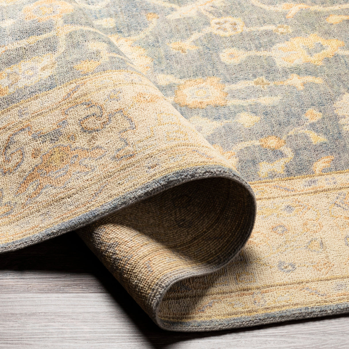 Surya Normandy Noy-8007 Teal, Medium Gray, Cream, Light Gray Rugs.