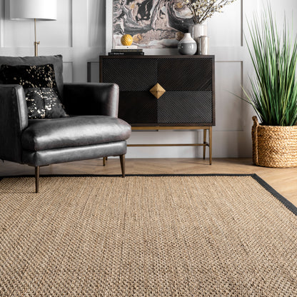 Nuloom Elijah Farmhouse Seagrass Nel1573B Black Area Rug