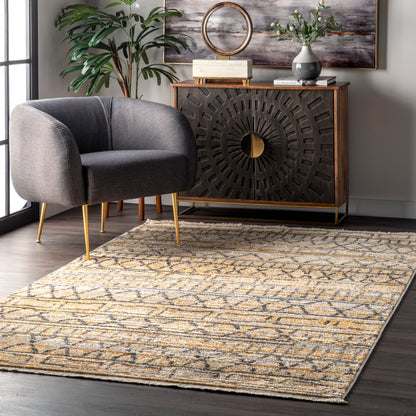 Nuloom Maisie Banded Tribal Nma1589A Beige Area Rug