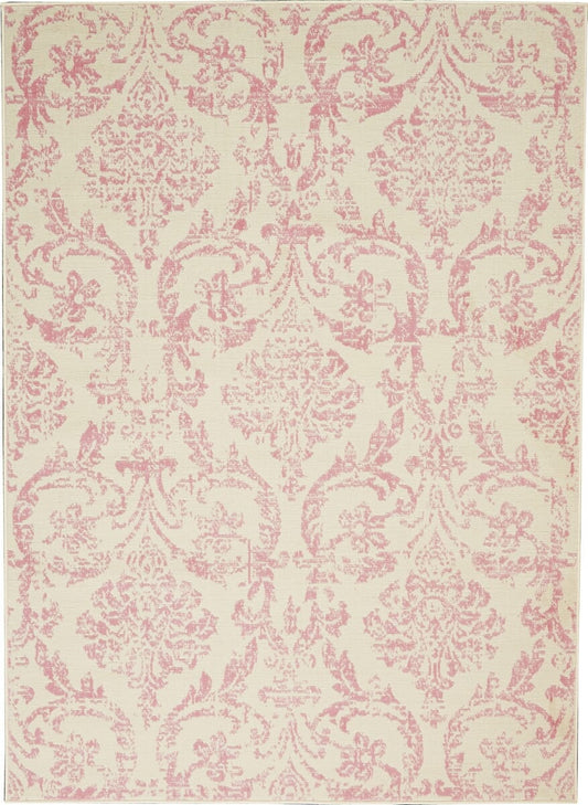 Nourison Jubilant Jub09 Ivory / Pink Damask Area Rug