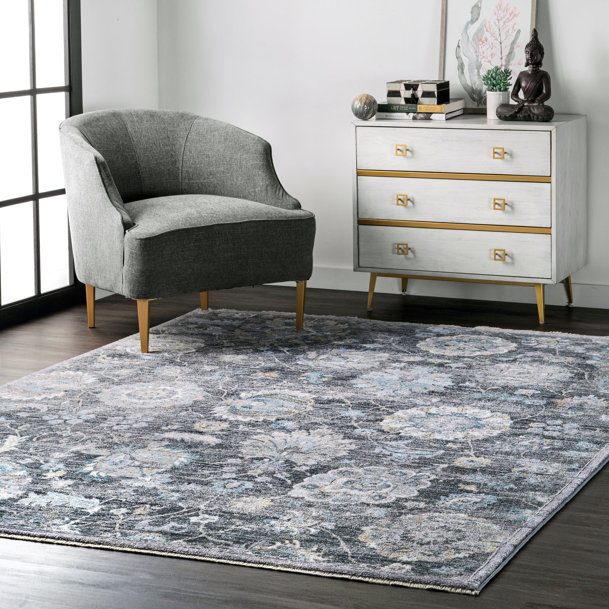 Nuloom Emory Garden Nem1697A Gray Area Rug