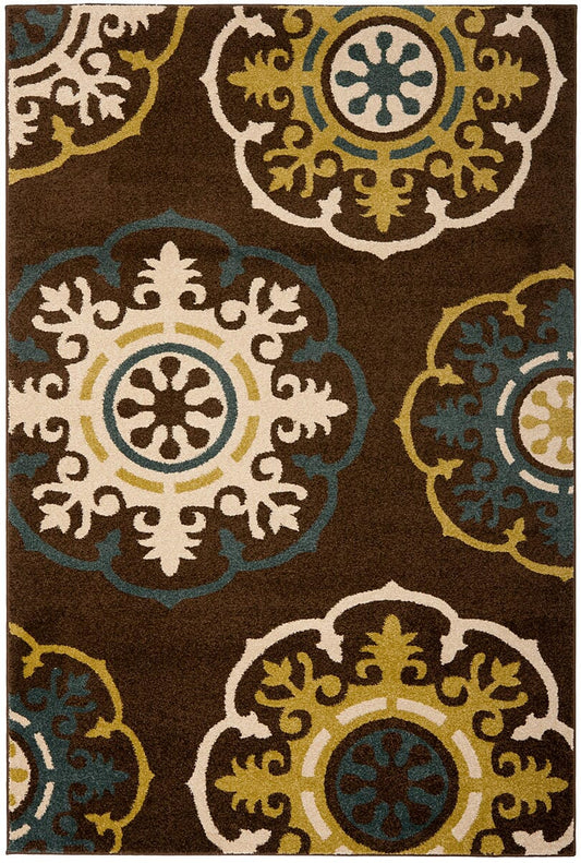 Safavieh Newbury Nwb8699-2552 Brown / Green Geometric Area Rug