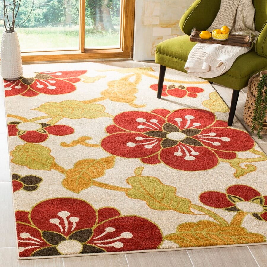 Safavieh Newbury Nwb8702-1240 Ivory / Red Floral / Country Area Rug