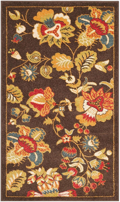 Safavieh Newbury Nwb8707-2552 Brown / Green Floral / Country Area Rug