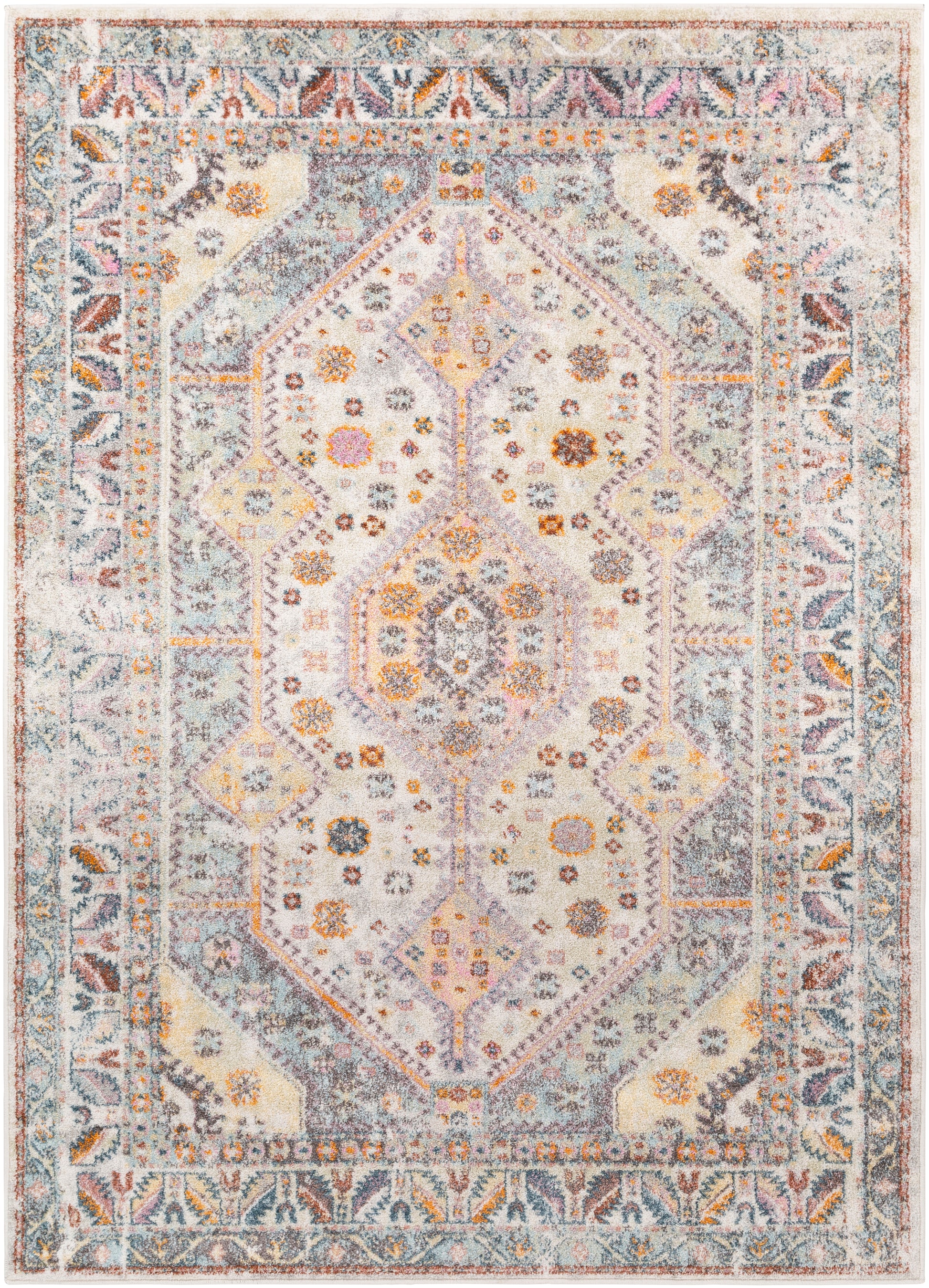 Surya New Mexico Nwm-2309 Bright Purple, Bright Orange, Denim, Charcoal Area Rug