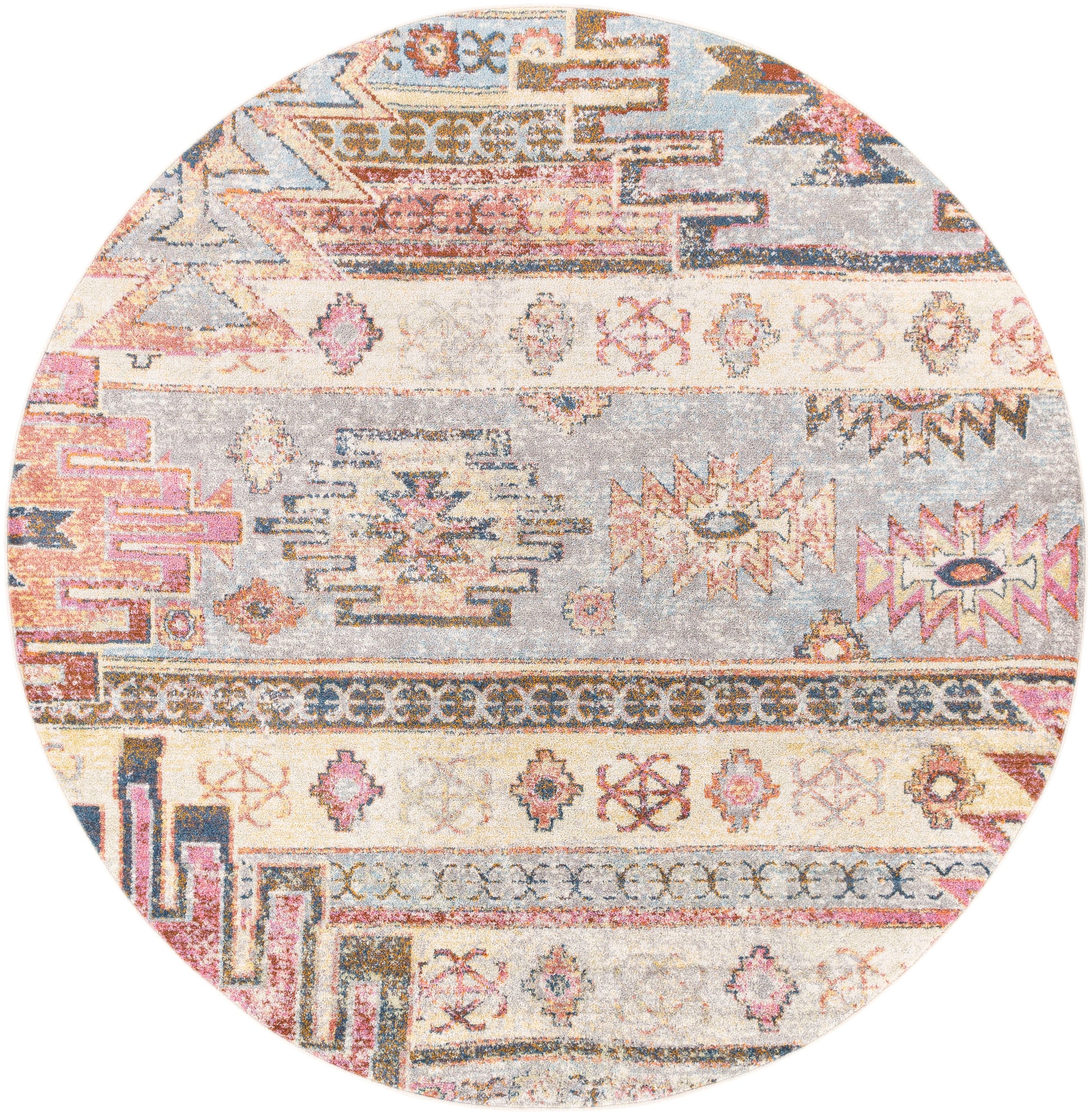 Surya New Mexico Nwm-2311 Light Gray, Burnt Orange, Bright Orange, Denim Area Rug