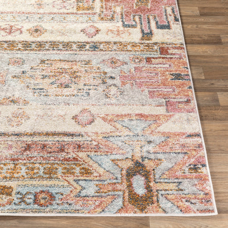 Surya New Mexico Nwm-2311 Light Gray, Burnt Orange, Bright Orange, Denim Rugs.