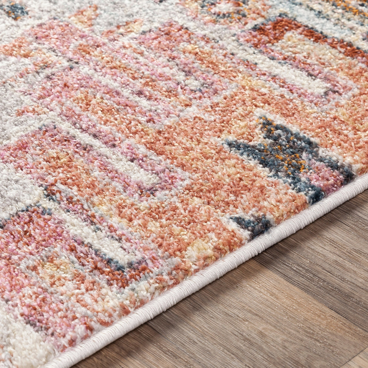 Surya New Mexico Nwm-2311 Light Gray, Burnt Orange, Bright Orange, Denim Rugs.
