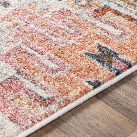 Surya New Mexico Nwm-2311 Light Gray, Burnt Orange, Bright Orange, Denim Rugs.
