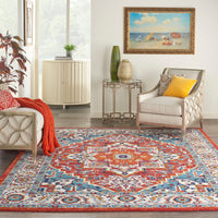 Nourison Passion Psn33 Red Multi Colored Area Rug