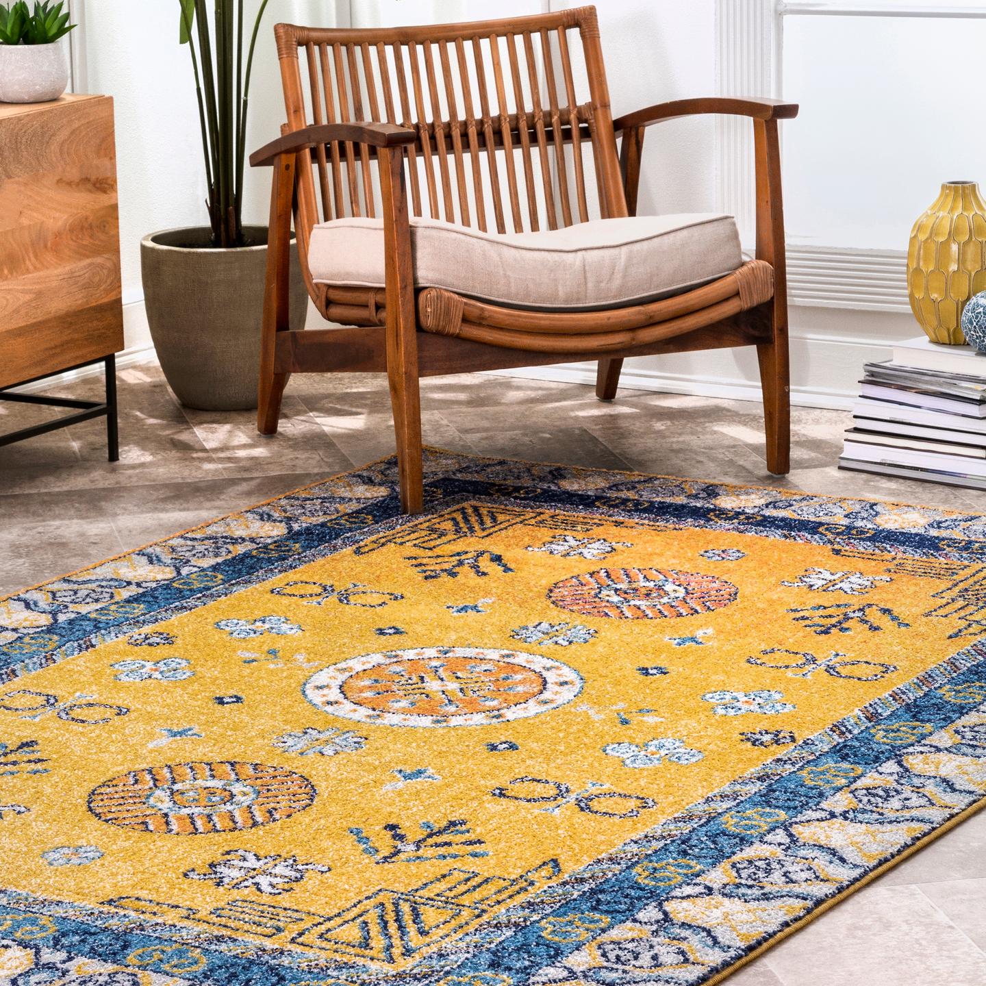 Nuloom Vintage Border Motif Nvi3213B Yellow Area Rug