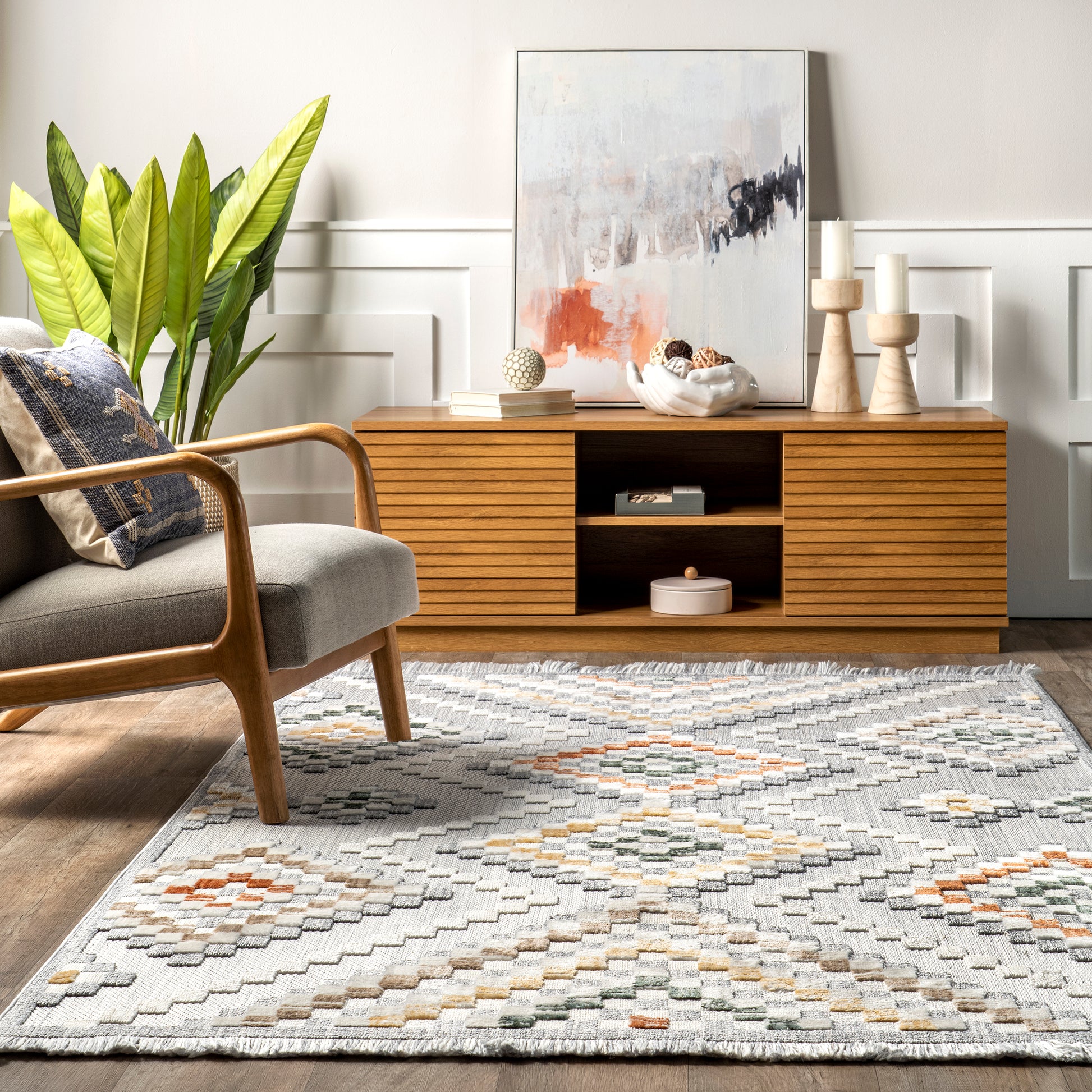 Nuloom Marceline Colorful Nma1352A Light Gray Area Rug