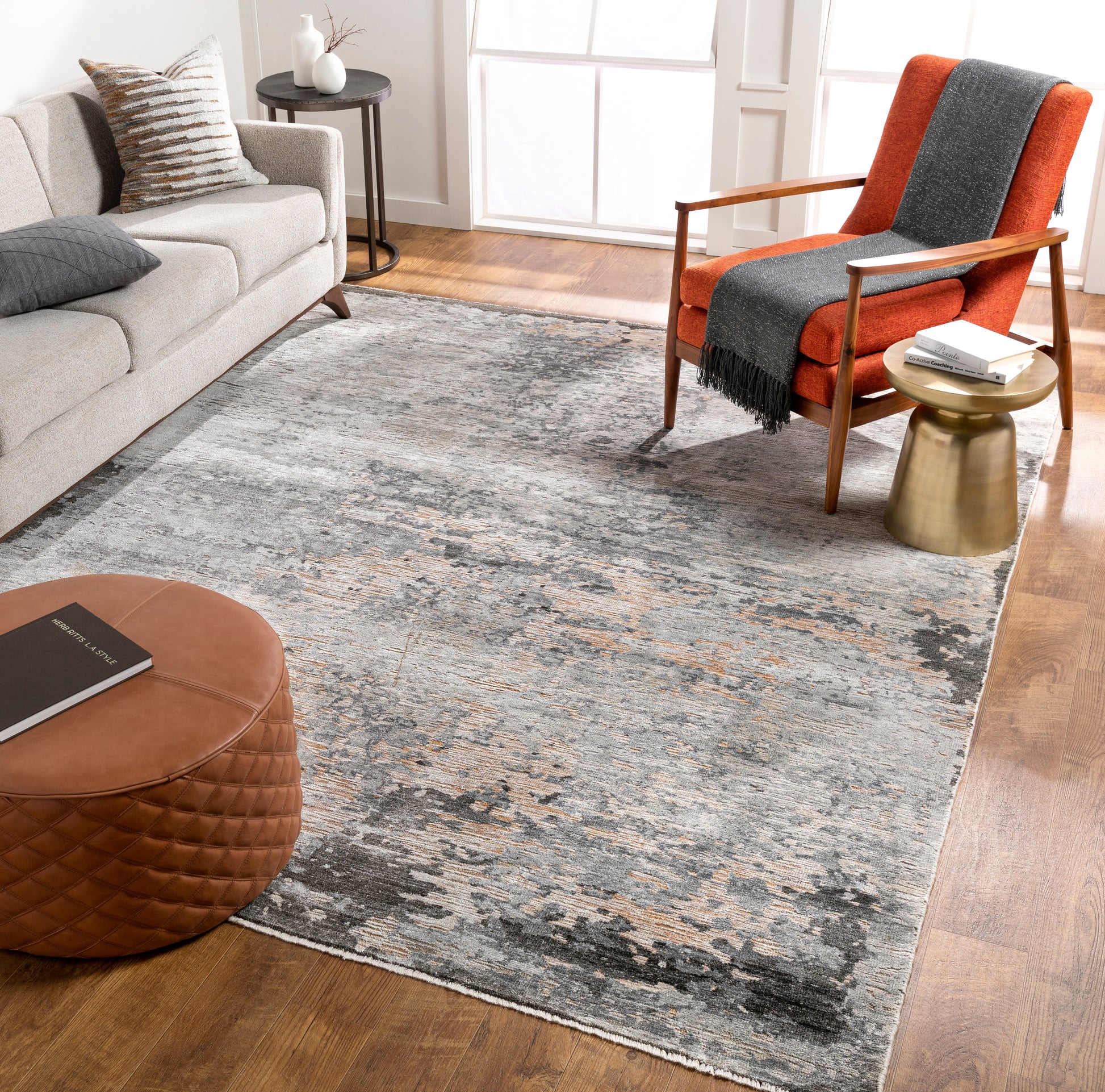 Surya Ocean Oce-2300 Taupe, Light Gray, Charcoal, Camel Area Rug