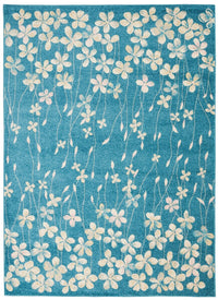 Nourison Tranquil Tra04 Turquoise Floral / Country Area Rug