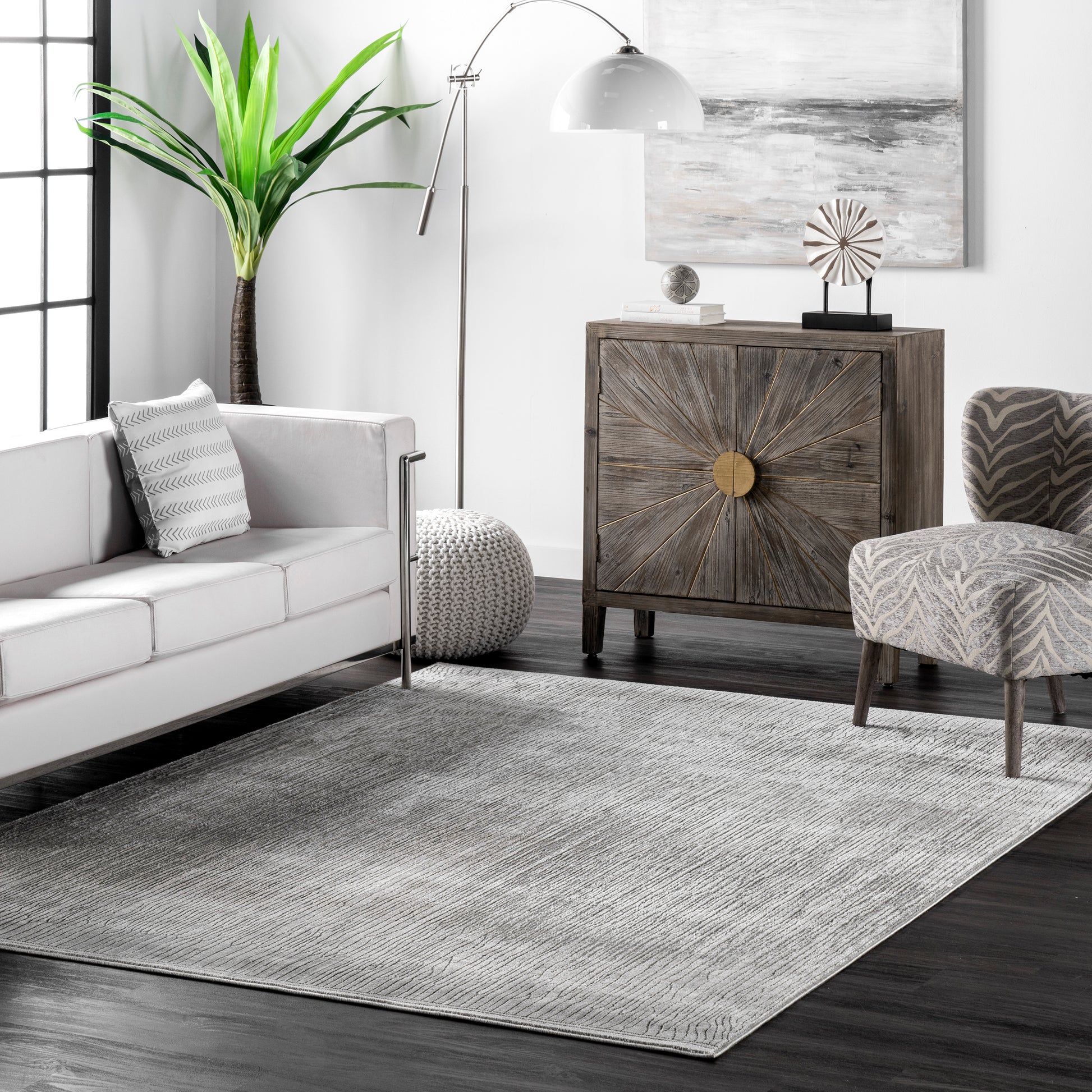 Nuloom Aspen Stipe Nas1455A Gray Area Rug