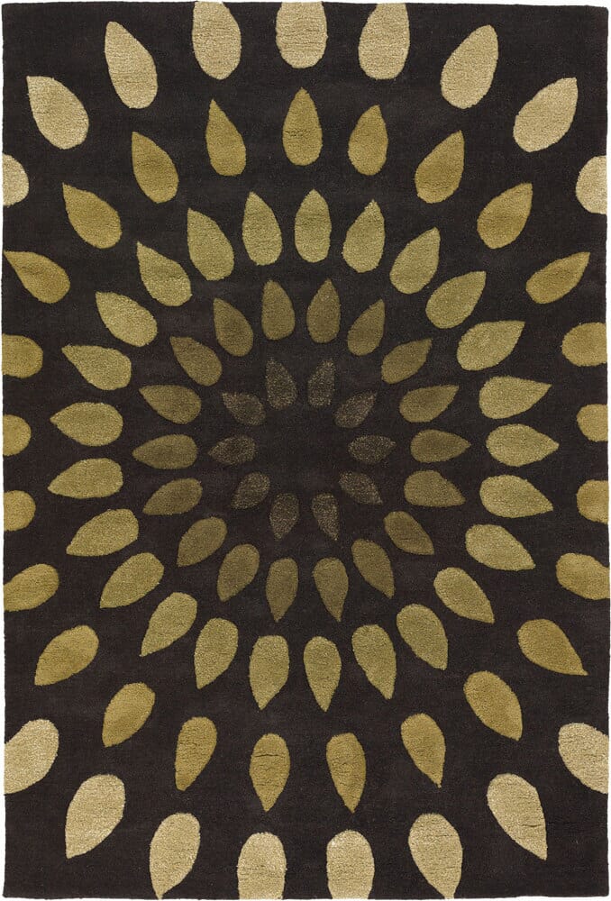 Chandra Oleander Ole-24801 Brown / Green Geometric Area Rug