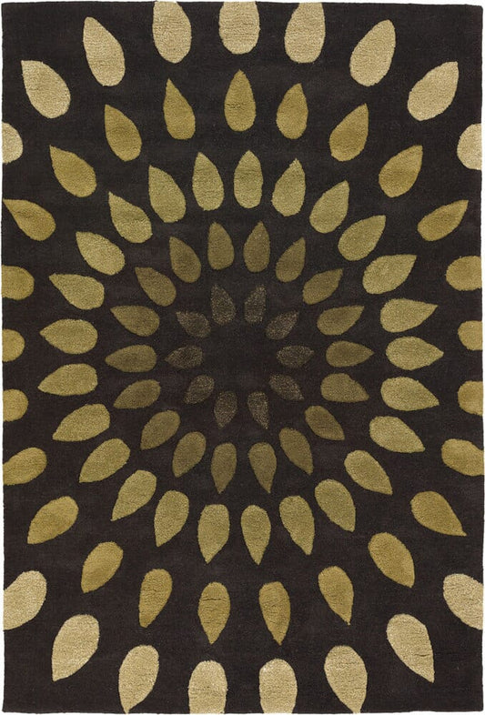 Chandra Oleander Ole-24801 Brown / Green Geometric Area Rug