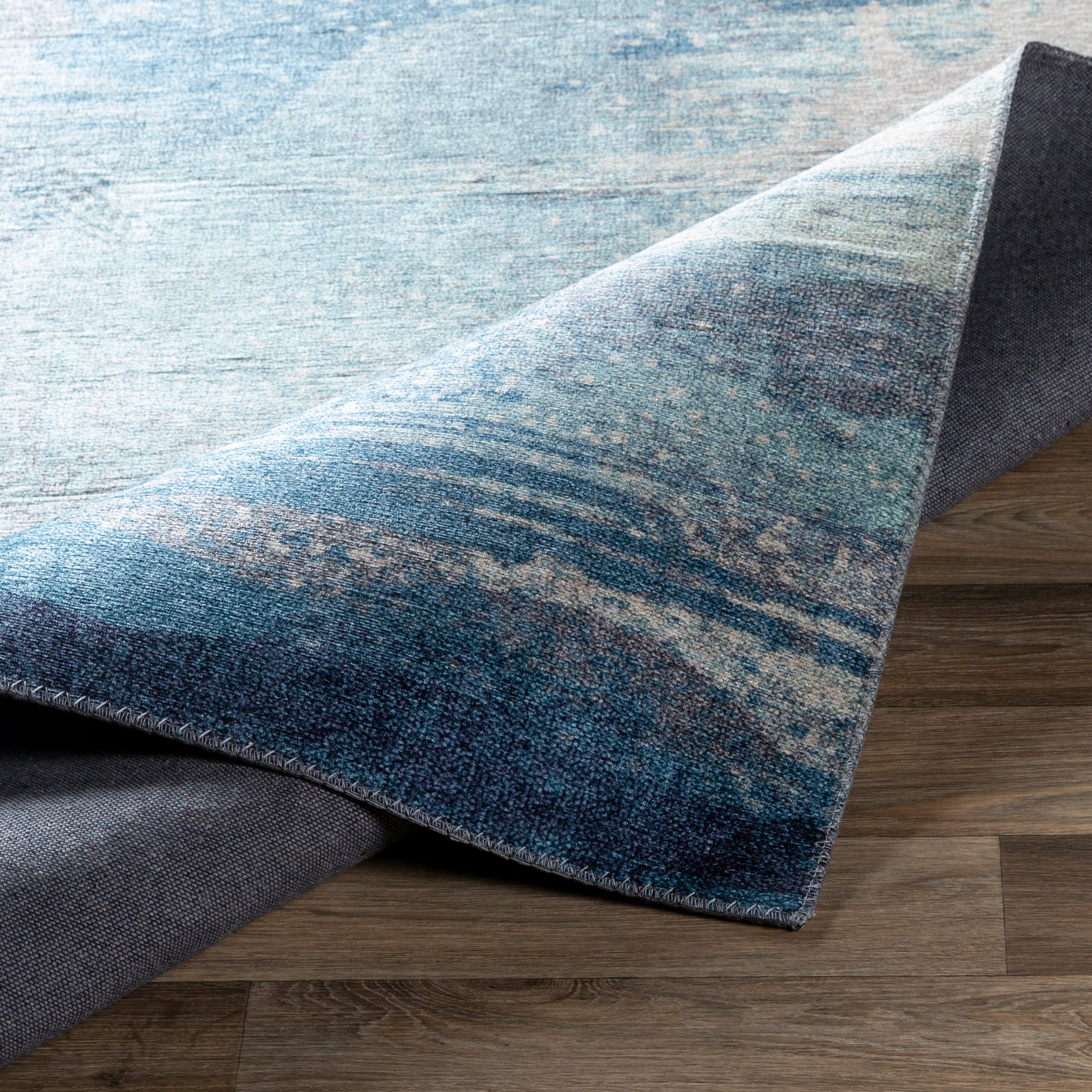 Surya Olivia Olv-2300 Aqua, Bright Blue, Charcoal, Cream Area Rug