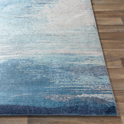 Surya Olivia Olv-2300 Aqua, Bright Blue, Charcoal, Cream Area Rug