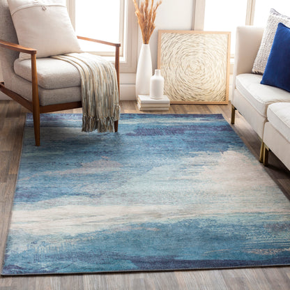 Surya Olivia Olv-2300 Aqua, Bright Blue, Charcoal, Cream Area Rug