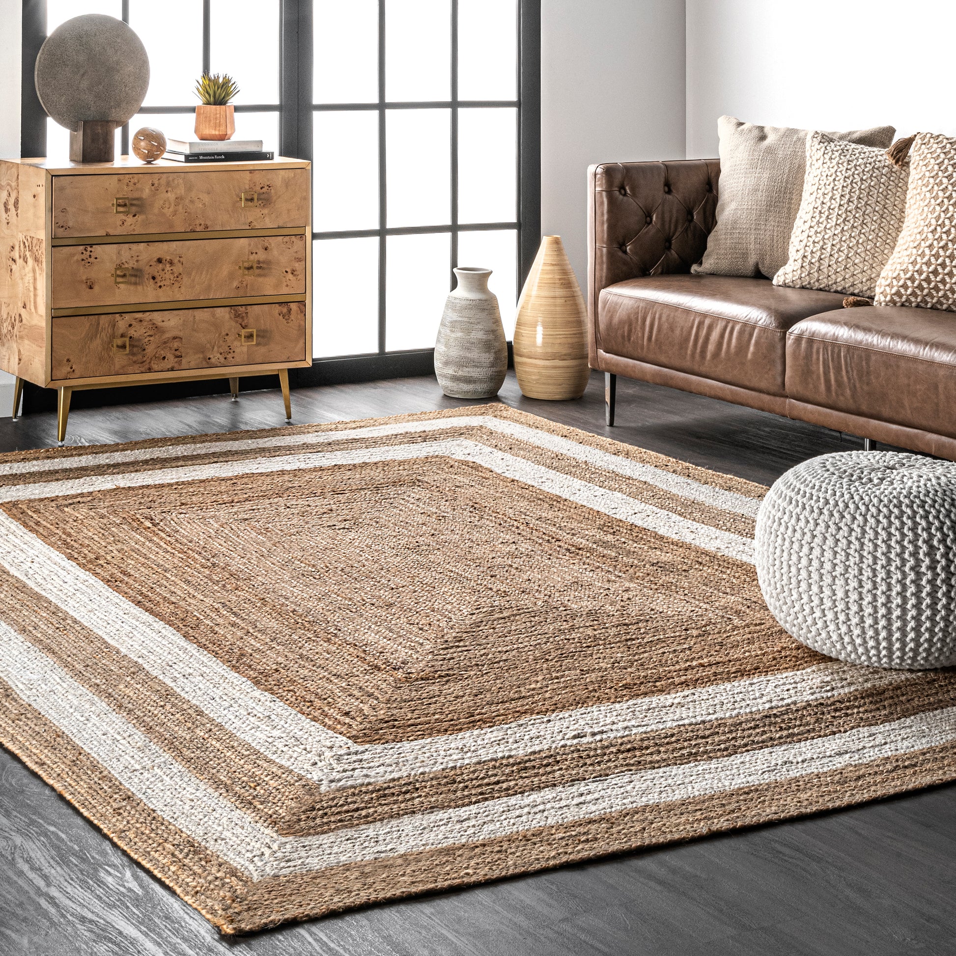 Nuloom Estelle Border Nes3517A Natural Area Rug