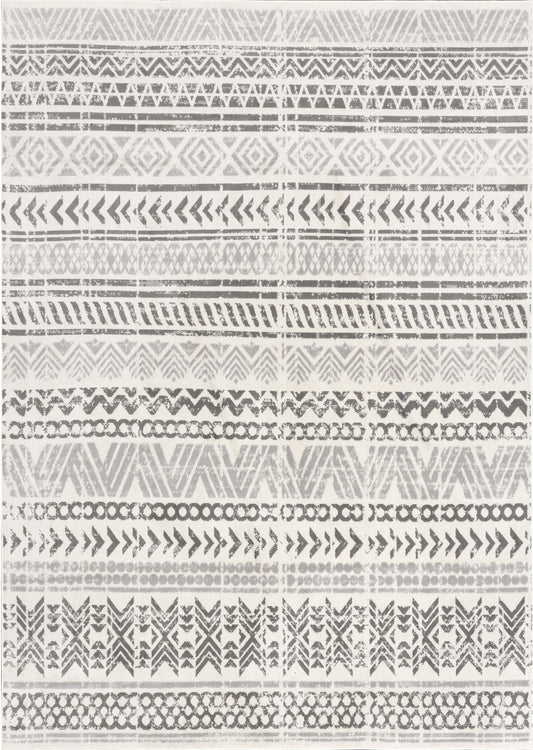 Nuloom Chloe Tribal Motif Banded Nch1729B Light Gray Area Rug