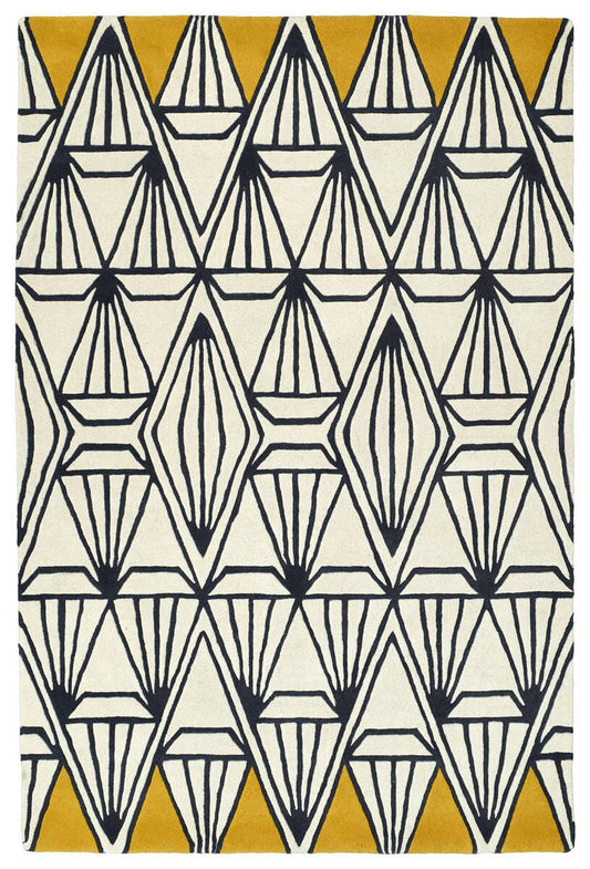 Kaleen Origami Org01-01 Ivory , Charcoal , Butterscotch Geometric Area Rug