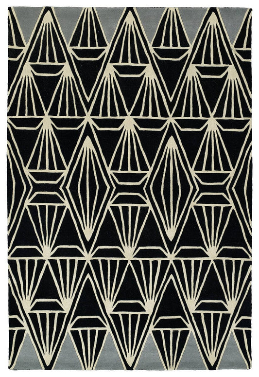 Kaleen Origami Org01-02 Black , Linen , Silver Geometric Area Rug